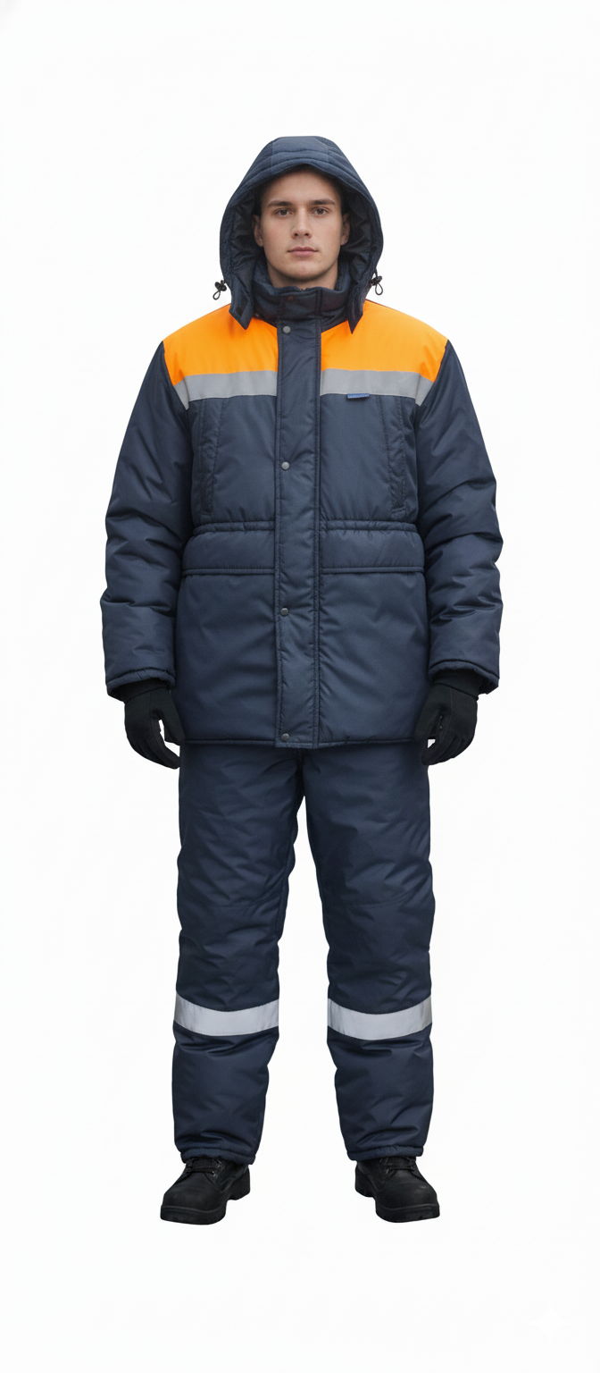 фото Костюм Альянс Кузбасс арт 3 куртка брюки утепленный синий/оранж р 104-108/170-176