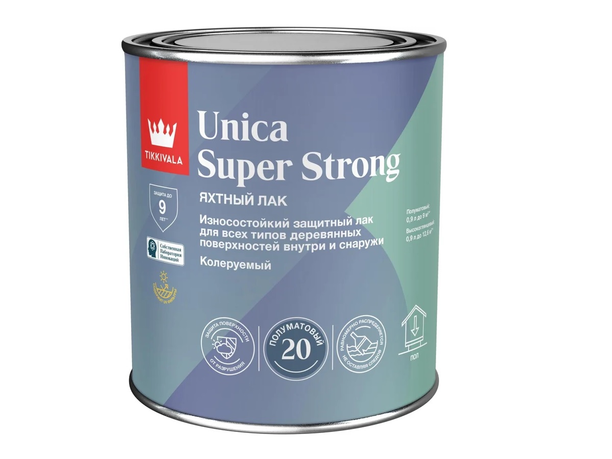 фото Лак универсальный Unica Super Strong 20 ЕР полуматовый 0,9л Tikkurila