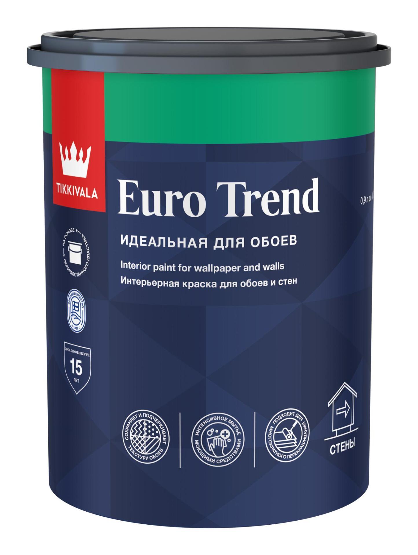 фото Краска для обоев и стен Euro Trend матовая 0,9л С Tikkurila