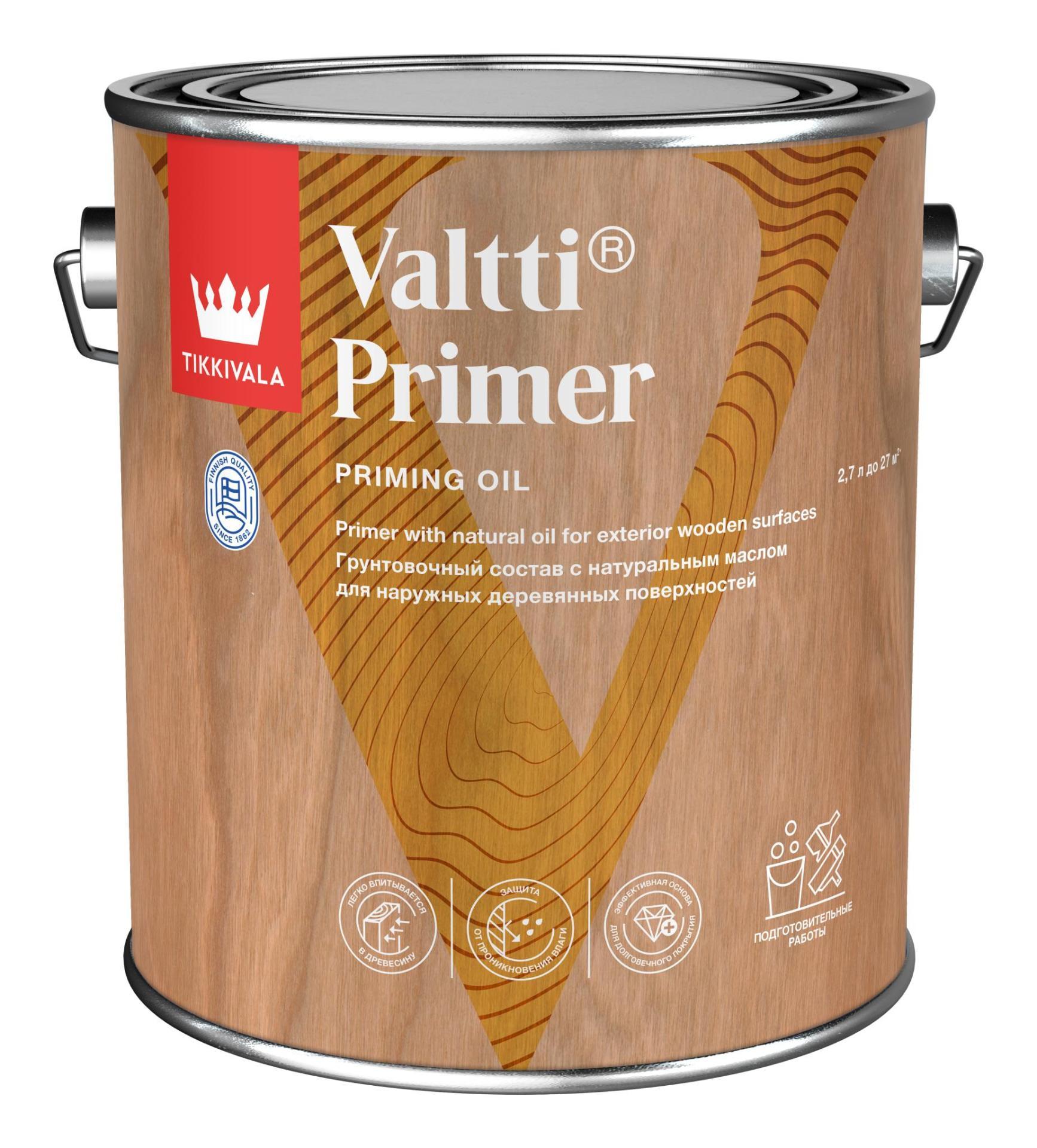 фото Антисептик грунтовочный Valtti Primer /Pohjuste/ бесцветный 2,7л Tikkurila