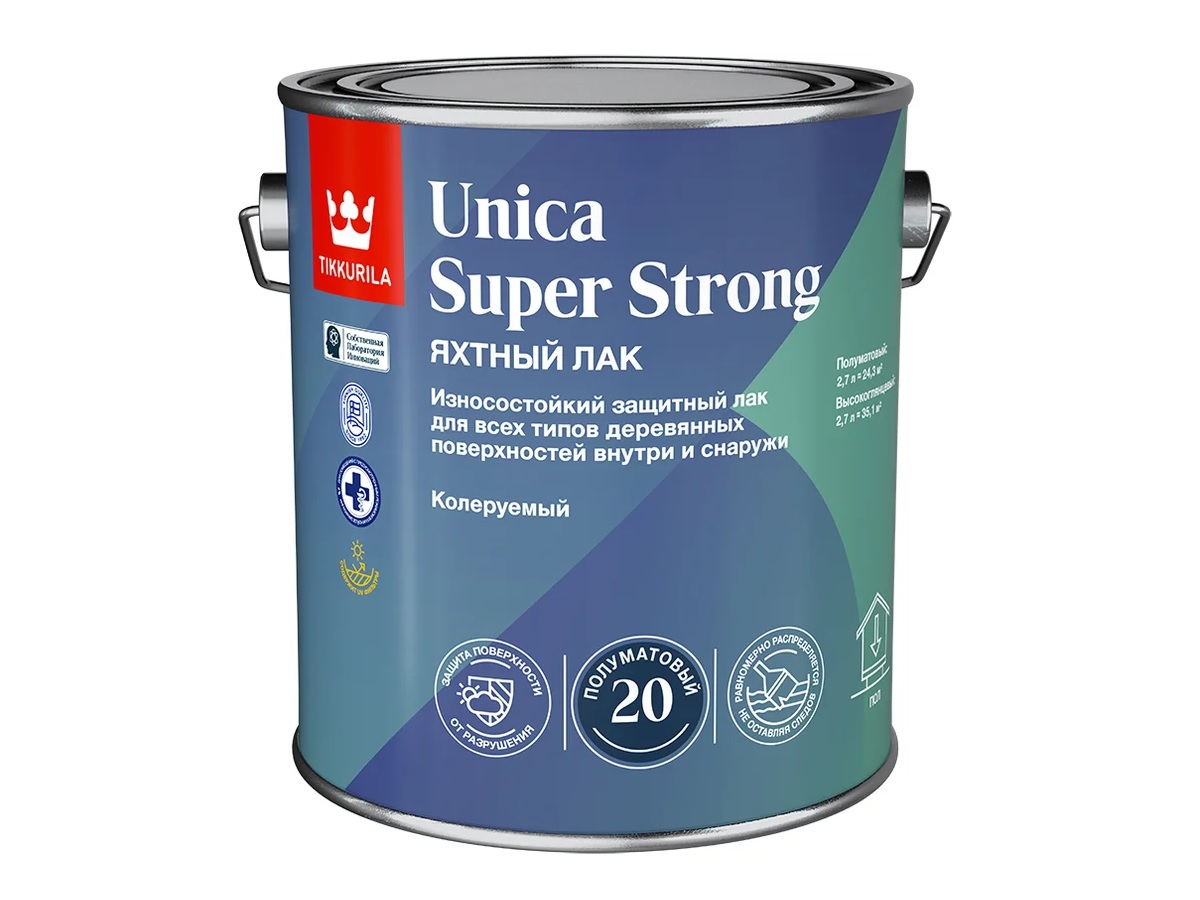 фото Лак универсальный Unica Super Strong 20 ЕР полуматовый 2.7л Tikkurila