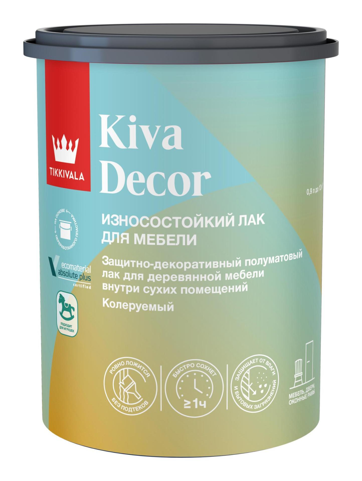 фото Лак интерьерный KIVA DECOR EP полуматовый 0,9л Tikkurila 